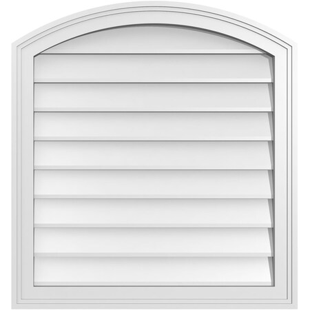 Ekena Millwork Arch Top Surface Mount PVC Gable Vent: Functional, w/ 2"W x 1-1/2"P Brickmould Frame, 26"W x 28"H GVPAR26X2802SF